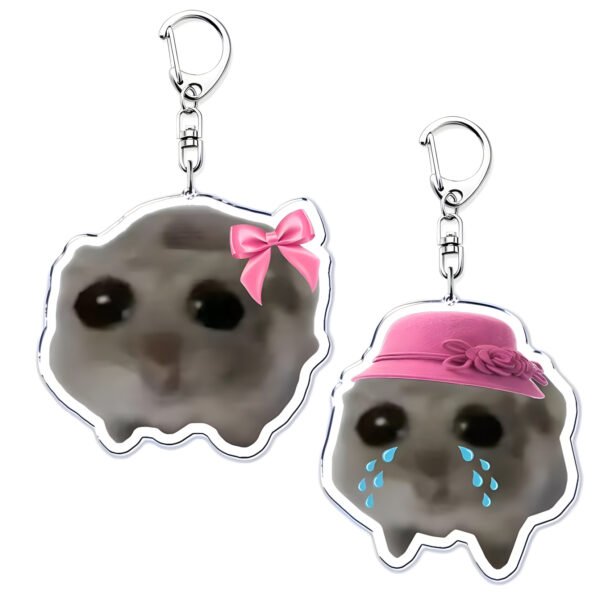 Cute hamster acrylic keychain mobile phone keychain bag decoration tag printed keychain accessories